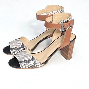 MARC FISHER Genette Snake Print Mixed Medium Ankle-Strap Sandals size 7.5